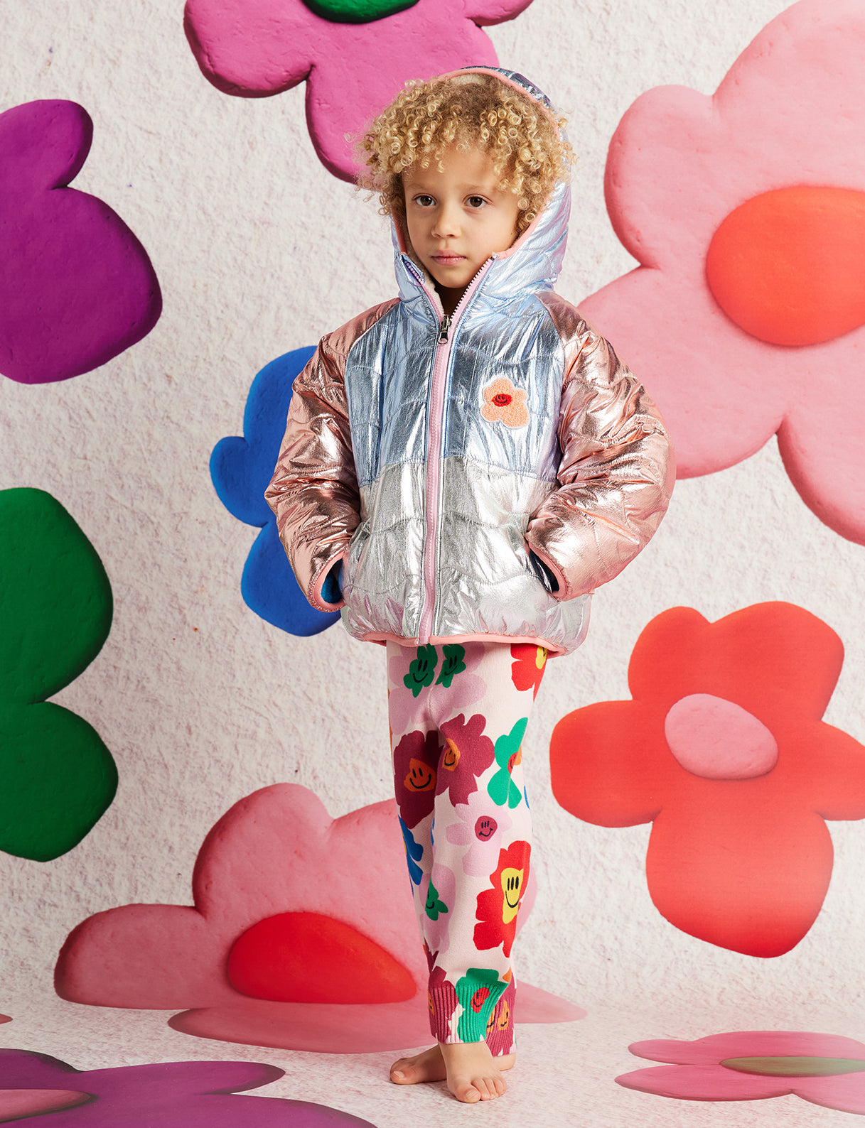 Hej Blomma! Reversible Kids Puffer Jacket