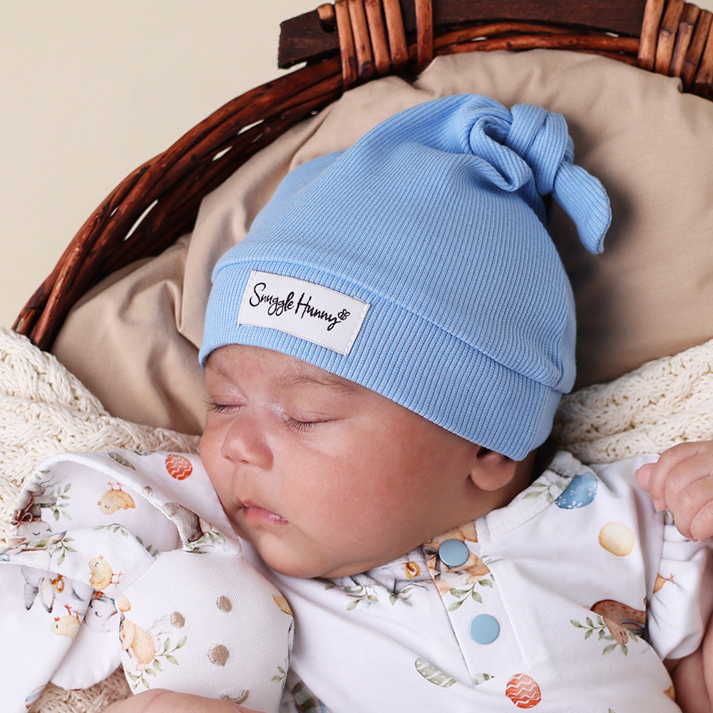 Bluebell Ribbed Organic Knotted Beanie