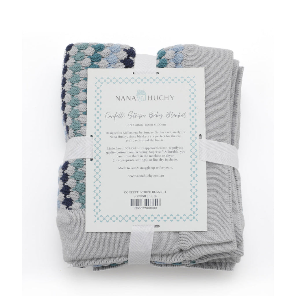 Nana Huchy Confetti Stripe Baby Blanket - Blue