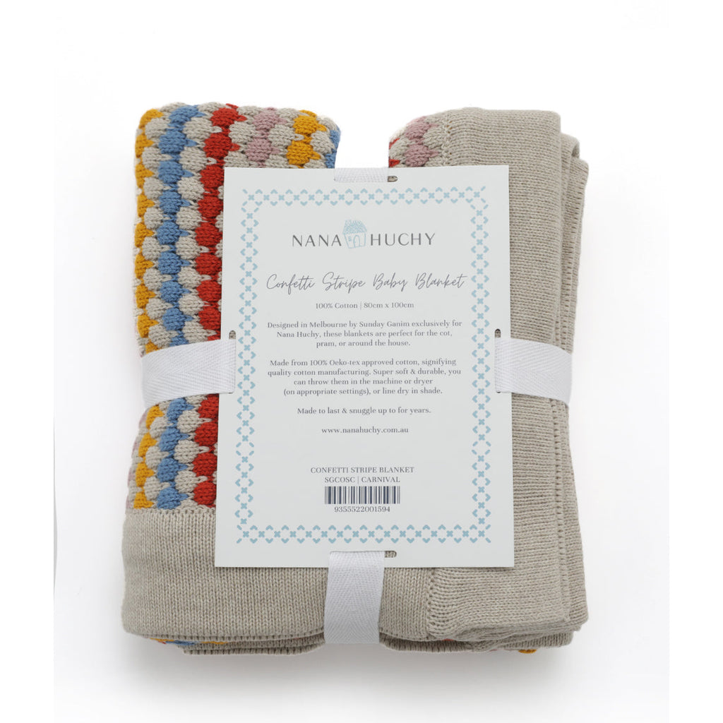Nana Huchy Confetti Stripe Baby Blanket - Carnival