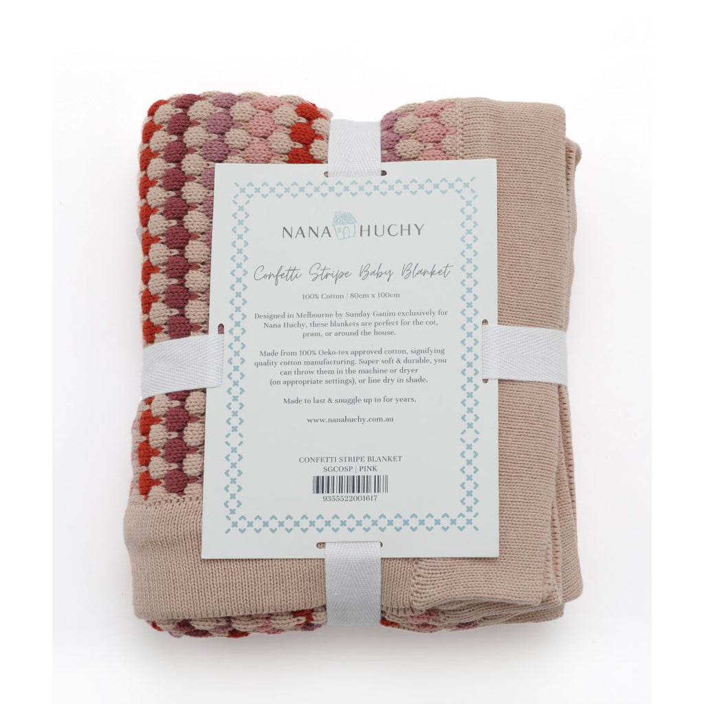 Nana Huchy Confetti Stripe Baby Blanket - Pink