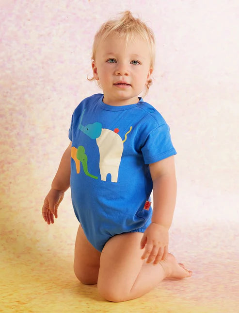 Halcyon Nights Happy Herd Blue Short Sleeve Bodysuit