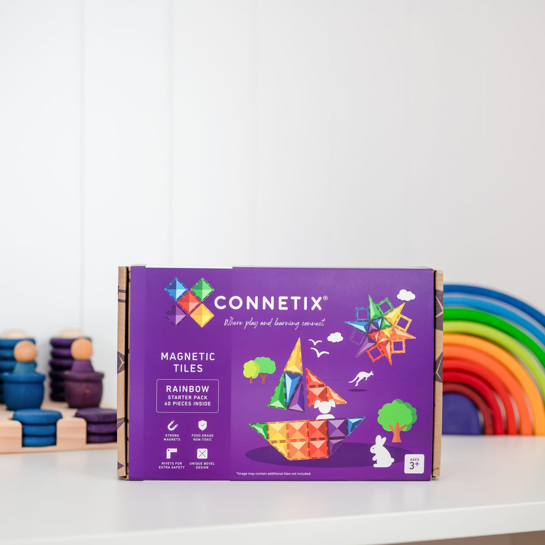 Connetix Tiles - 60 Piece Starter Pack | Rainbow