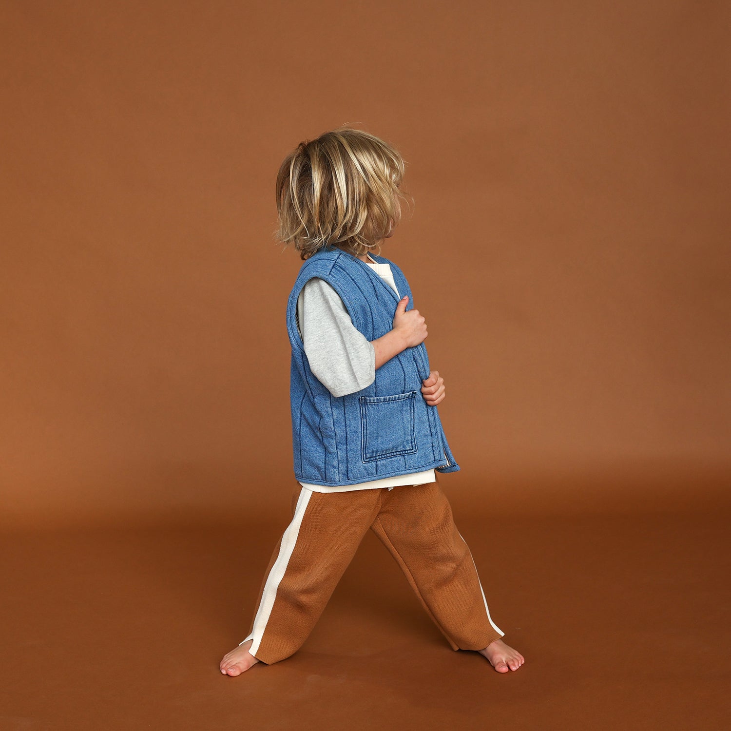 Grown Quilted Reversible Vest - Denim & Paint