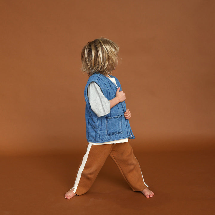 Grown Quilted Reversible Vest - Denim & Paint