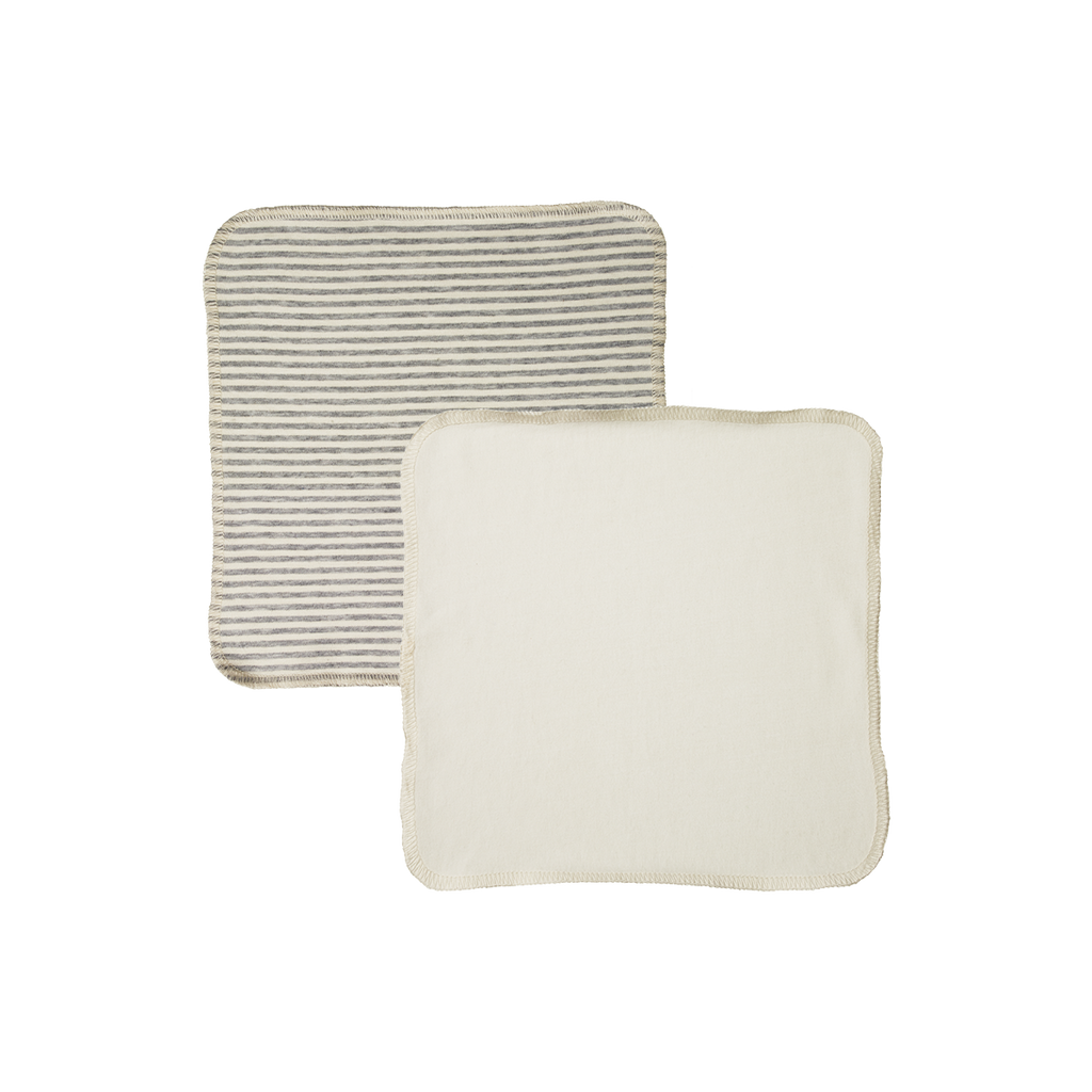 Organic Jersey Face Cloth 10 Pack - Natural/Grey Marl Stripe