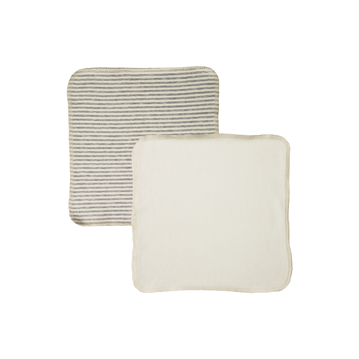 Organic Jersey Face Cloth 10 Pack - Natural/Grey Marl Stripe
