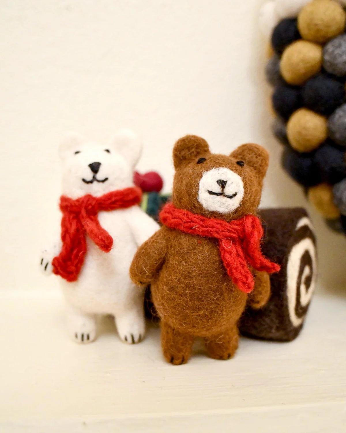 Tara Treasures Felt Brown Bear with Red Scarf Toy