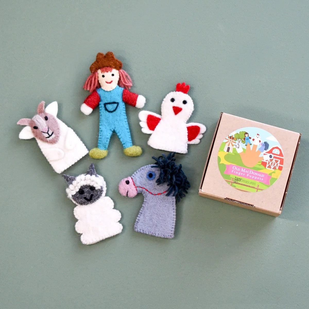 Tara Treasures Finger Puppet Set - Old Macdonald Farm Animals B