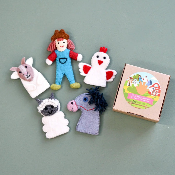Tara Treasures Finger Puppet Set - Old Macdonald Farm Animals B