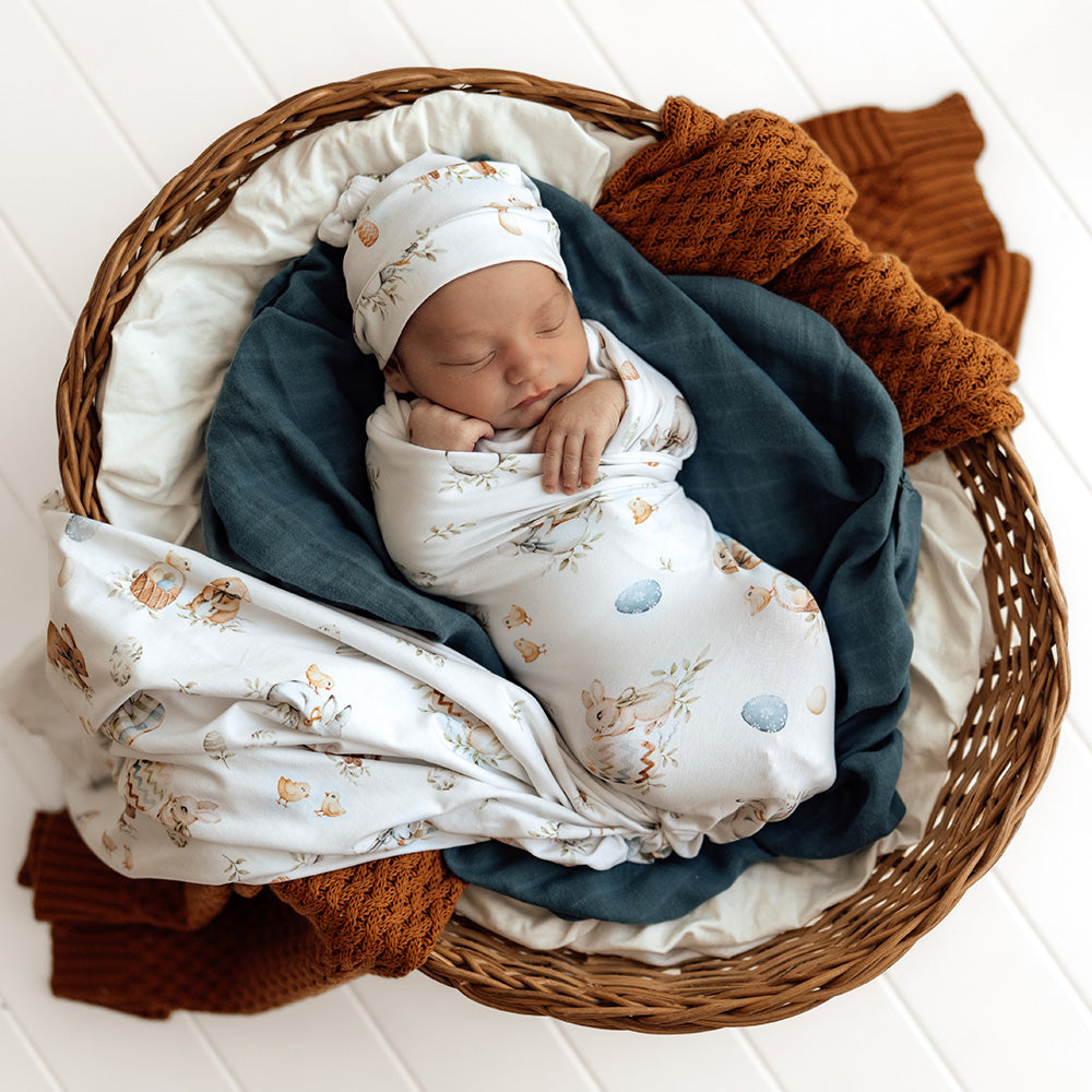 Flopsy Bunnies Organic Jersey Wrap & Beanie Set