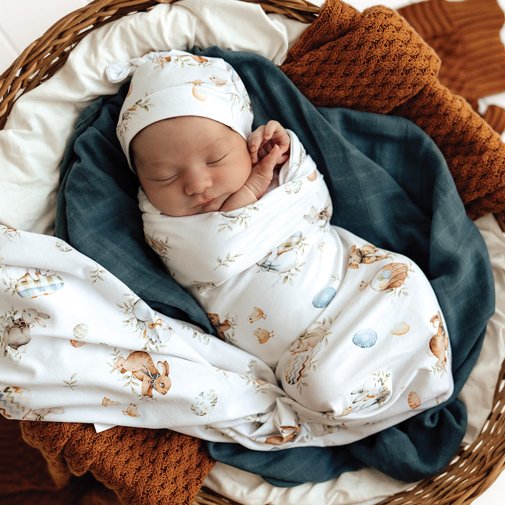 Flopsy Bunnies Organic Jersey Wrap & Beanie Set