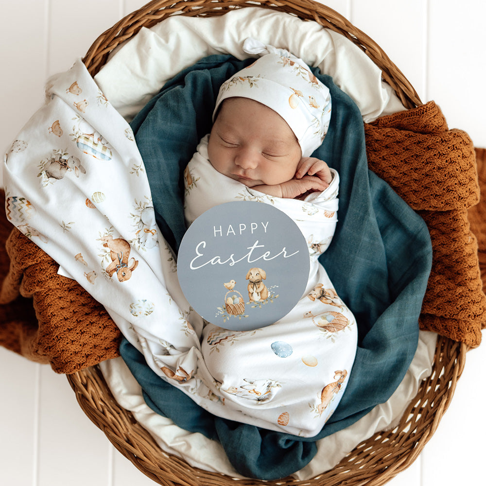 Flopsy Bunnies Organic Jersey Wrap & Beanie Set