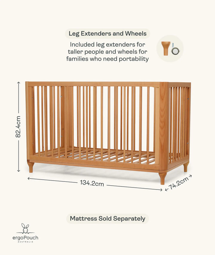 ergoPouch Lyra Convertible Cot Beechwood