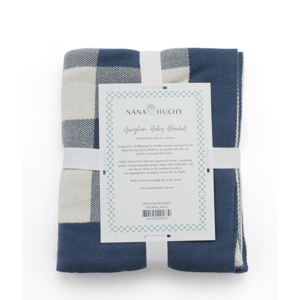 Nana Huchy Gingham Baby Blanket - Blue