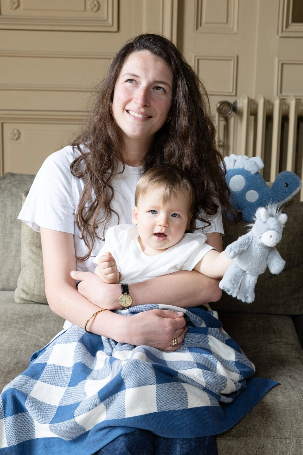 Nana Huchy Gingham Baby Blanket - Blue