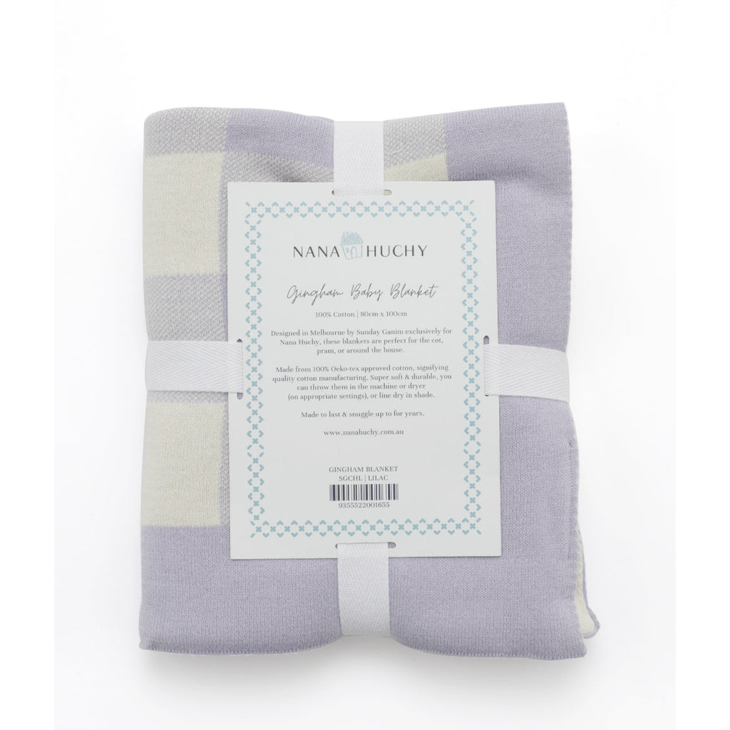 Nana Huchy Gingham Baby Blanket - Lilac