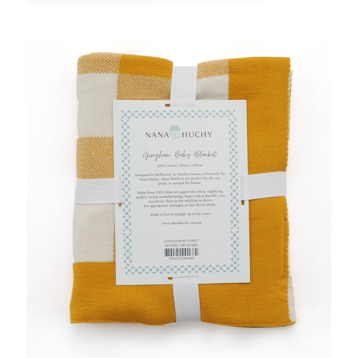 Nana Huchy Gingham Baby Blanket - Mustard