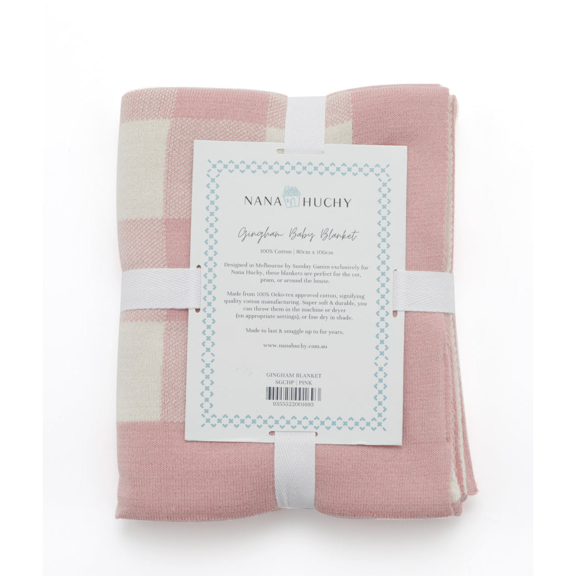 Nana Huchy Gingham Baby Blanket - Pink