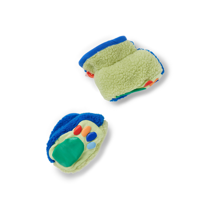 Halcyon Nights Sherpa Baby Booties - Lime & Blue