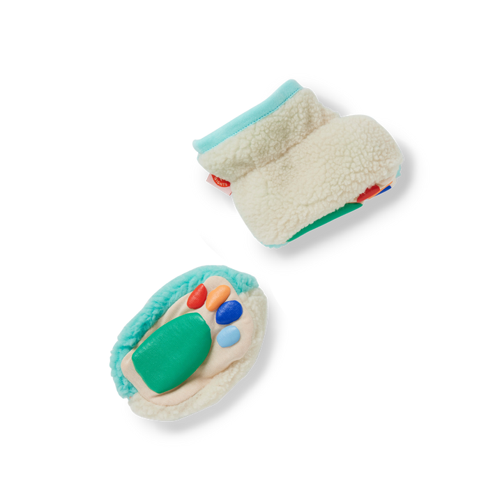 Halcyon Nights Sherpa Baby Booties - Aqua & Cream