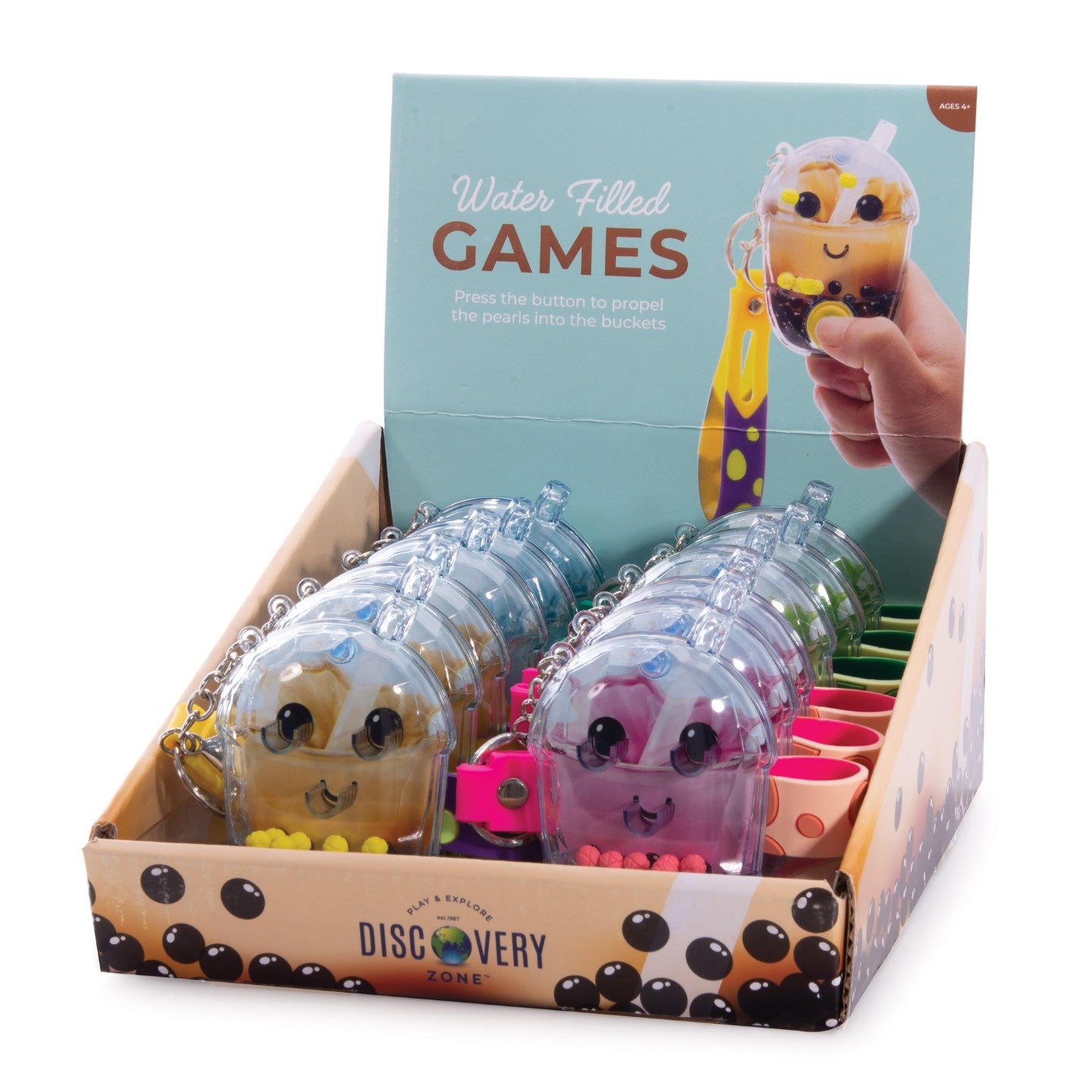 Water Filled Games Keychain Bubble Tea - Assorted