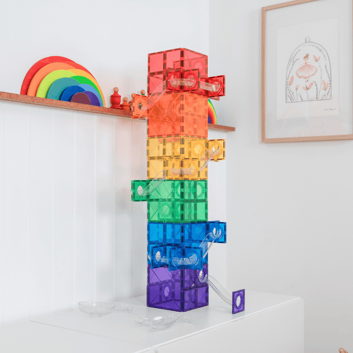 Connetix Tiles - 134 Piece Super Ball Run | Rainbow