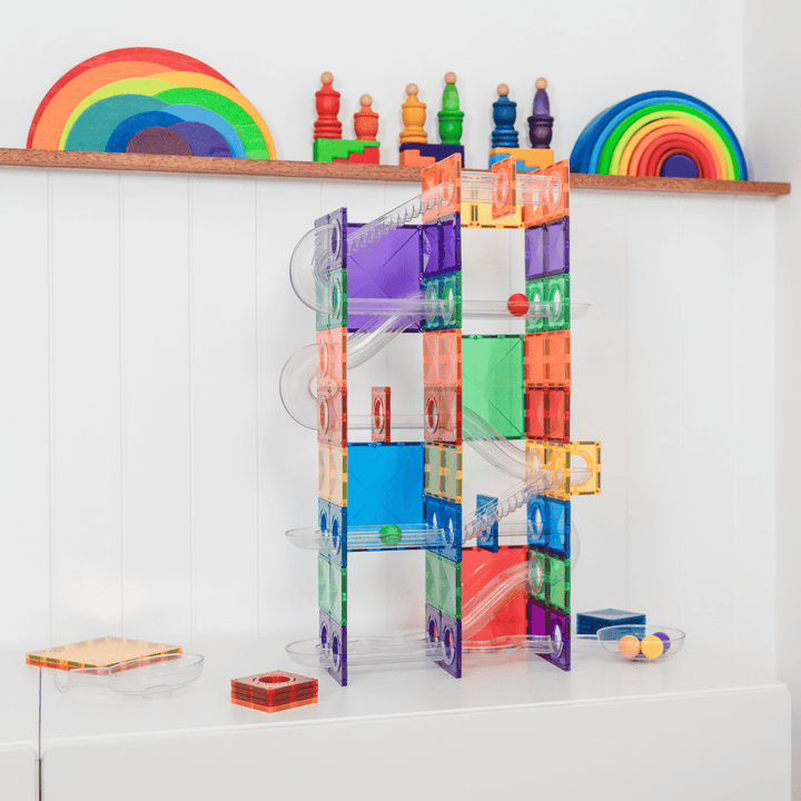 Connetix Tiles - 134 Piece Super Ball Run | Rainbow
