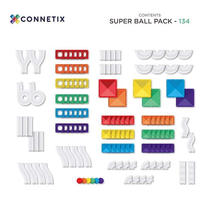 Connetix Tiles - 134 Piece Super Ball Run | Rainbow