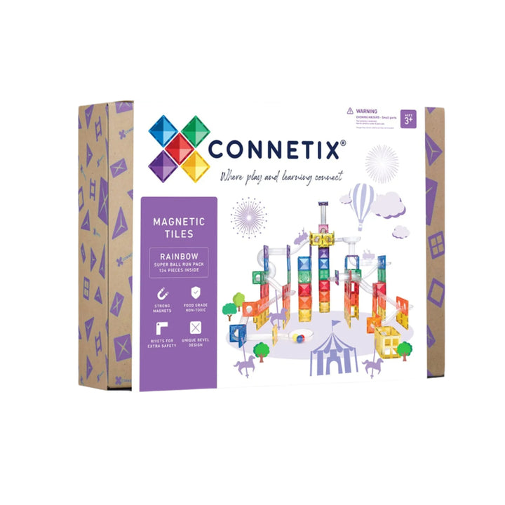 Connetix Tiles - 134 Piece Super Ball Run | Rainbow