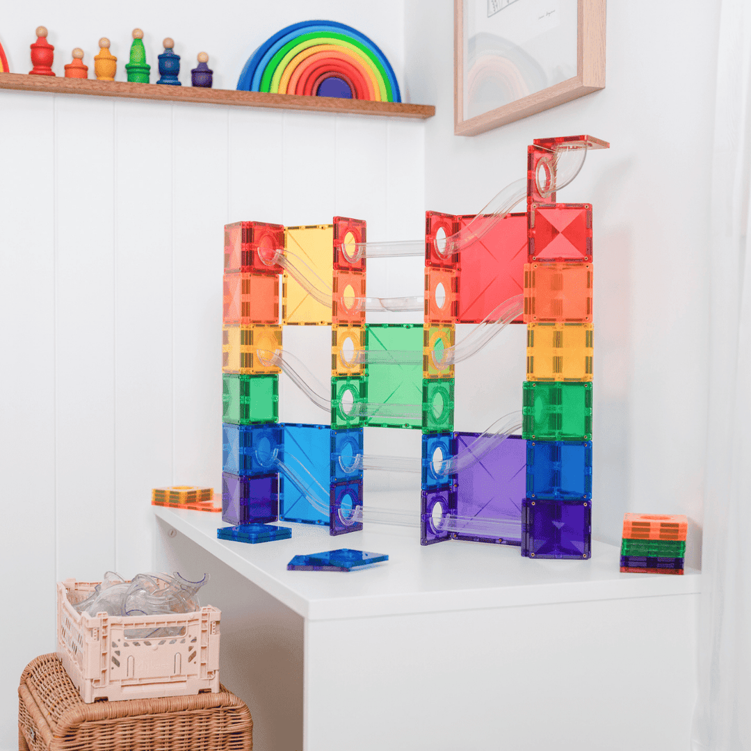Connetix Tiles - 134 Piece Super Ball Run | Rainbow