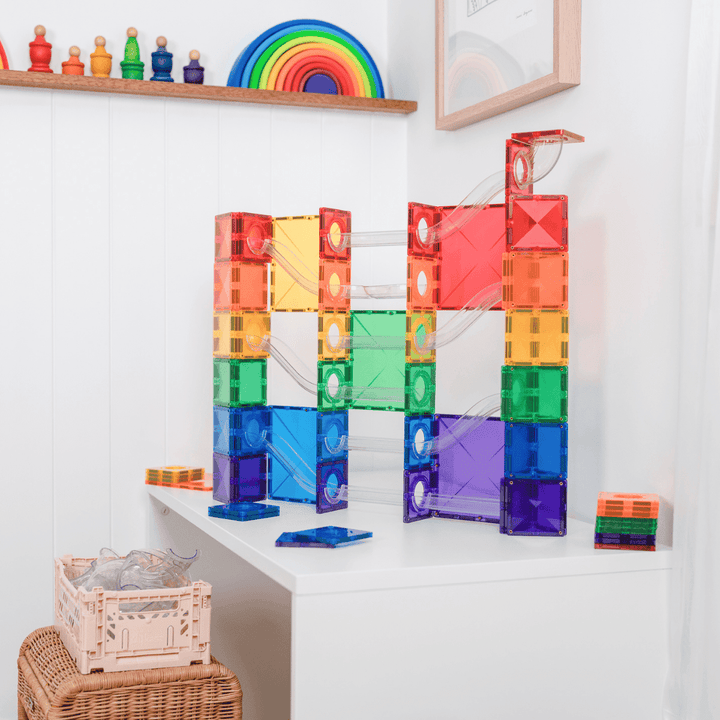 Connetix Tiles - 134 Piece Super Ball Run | Rainbow