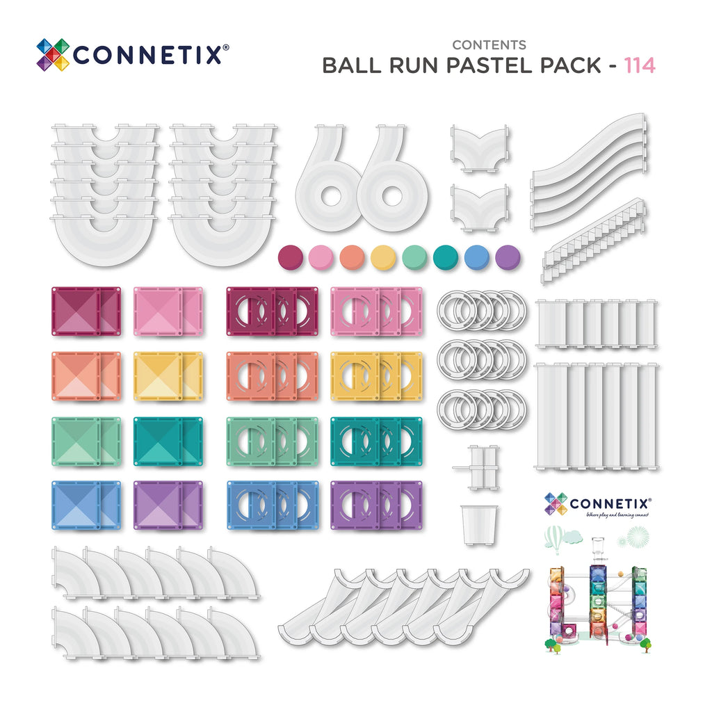 PRE-ORDER Connetix Pastel Ball Run Pack - 114 Piece