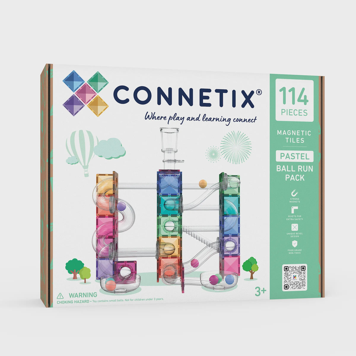 PRE-ORDER Connetix Pastel Ball Run Pack - 114 Piece
