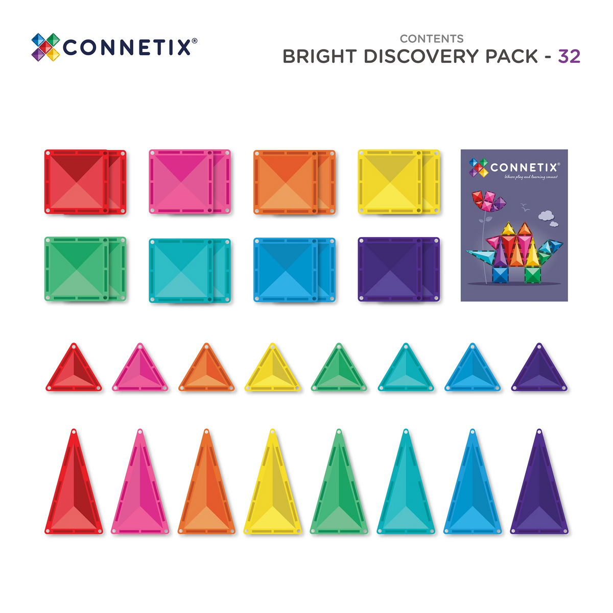 PRE-ORDER Connetix Bright Discovery Pack - 32 Piece