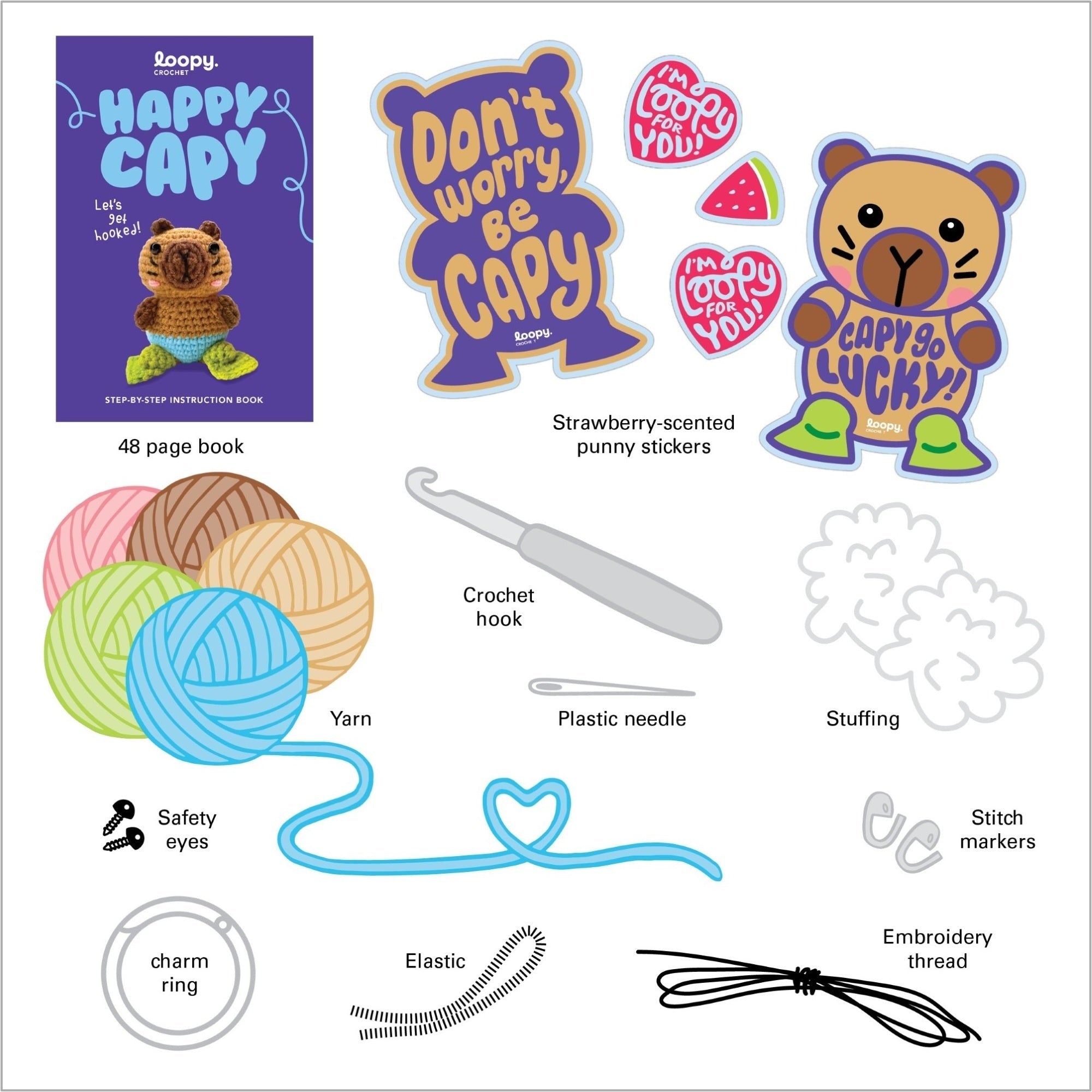 Loopy Crochet Book and Kit - Happy Capy