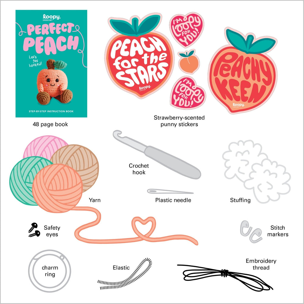 Loopy Crochet Book and Kit - Perfect Peach