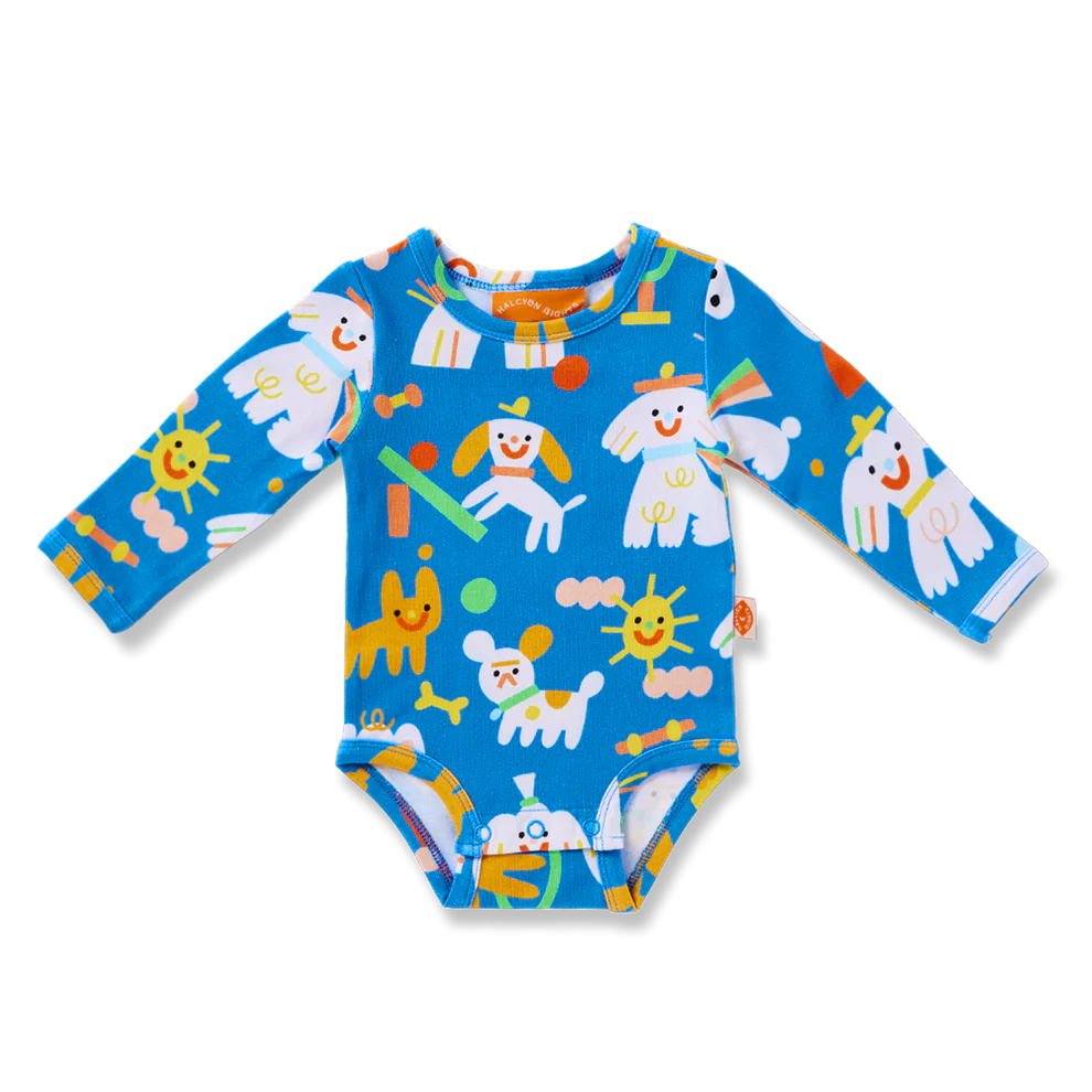 Halcyon Nights Puppy Park Long Sleeve Bodysuit