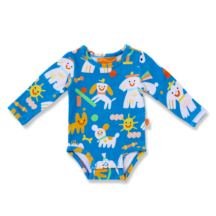 Halcyon Nights Puppy Park Long Sleeve Bodysuit