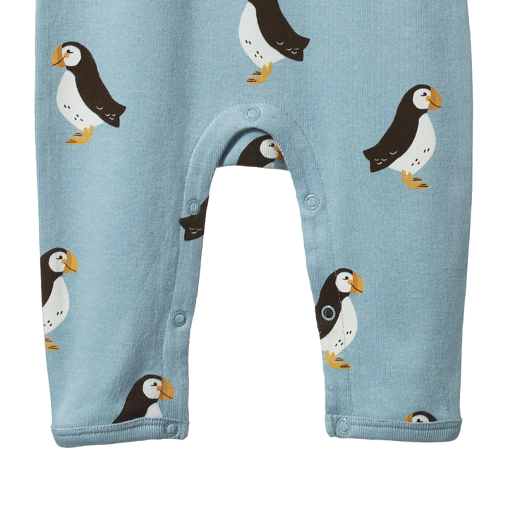 Nature Baby Henley Pyjama Suit - Puffin Print
