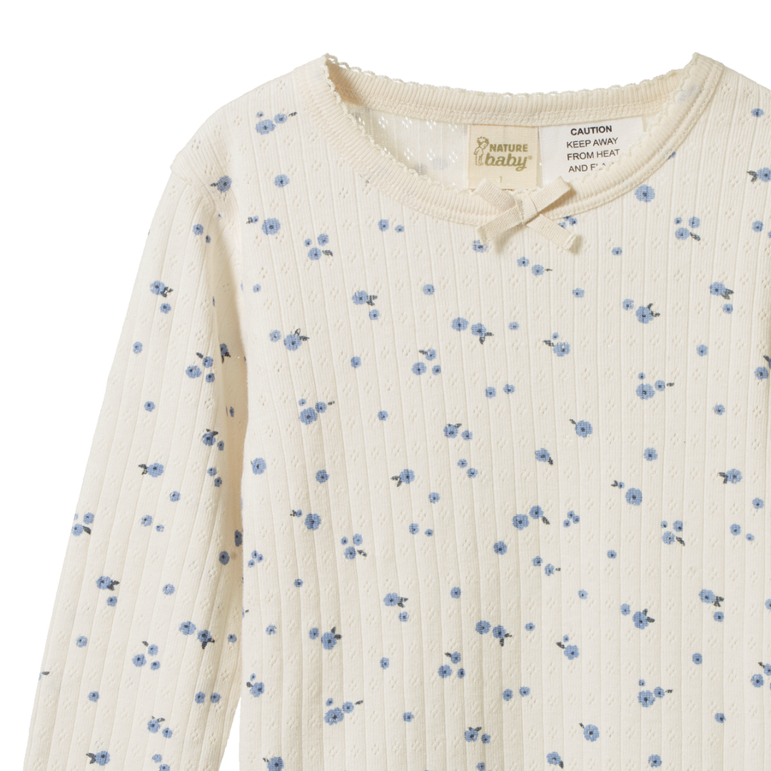 Nature Baby Long Sleeve Pyjama Set Pointelle -  Daisy Print