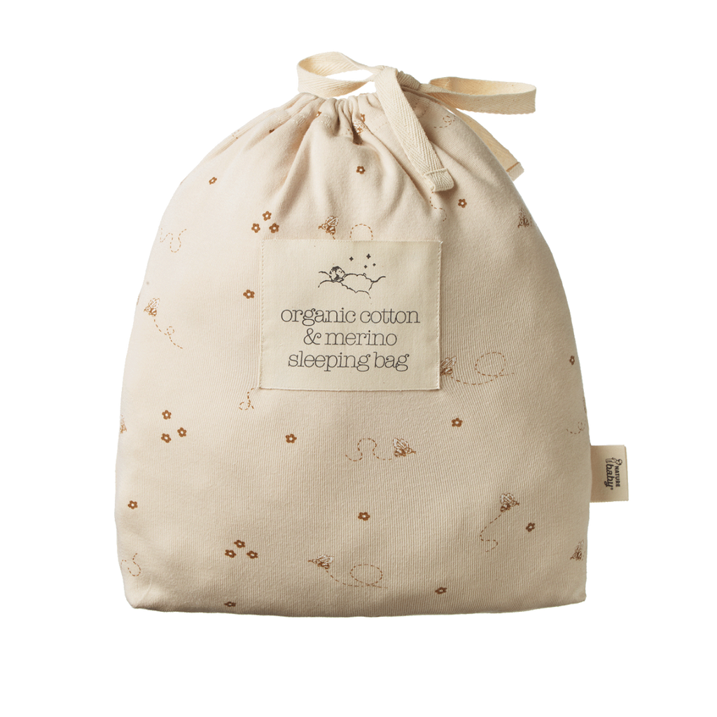 Organic Cotton & Merino Sleeping Bag - Bumble Bee Print
