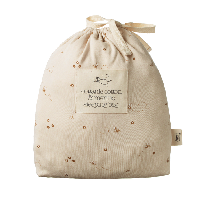 Nature Baby Organic Cotton & Merino Sleeping Bag - Bumble Bee Print