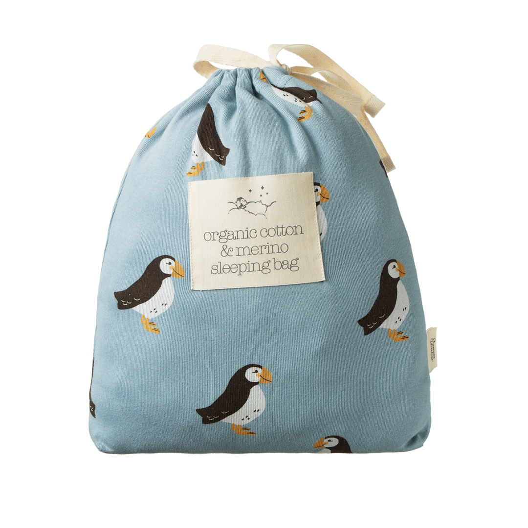 Nature Baby Organic Cotton & Merino Sleeping Bag - Puffin Print