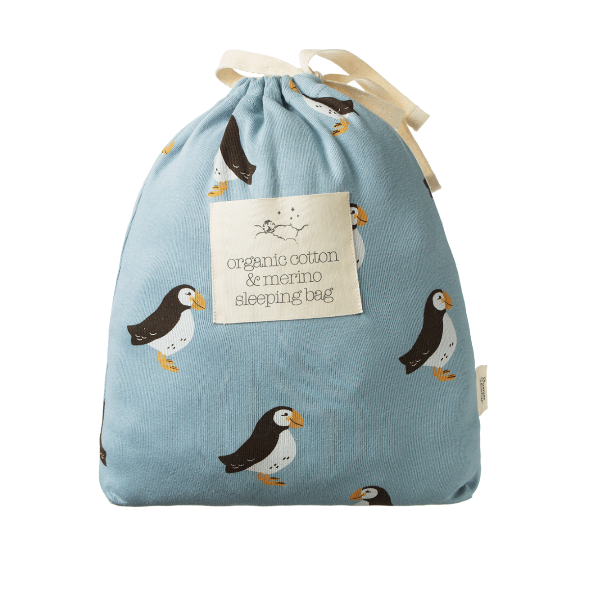 Organic Cotton & Merino Sleeping Bag - Puffin Print