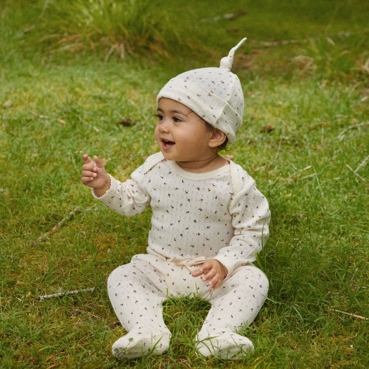 Nature Baby Long Sleeve Bodysuit Pointelle - Aster Floral Print