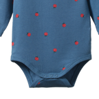 Stretch Jersey Long Sleeve Bodysuit - Raspberry Blue Print