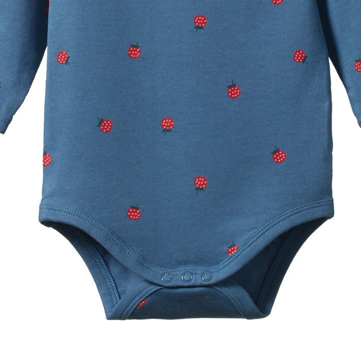 Nature Baby Stretch Jersey Long Sleeve Bodysuit - Raspberry Blue Print