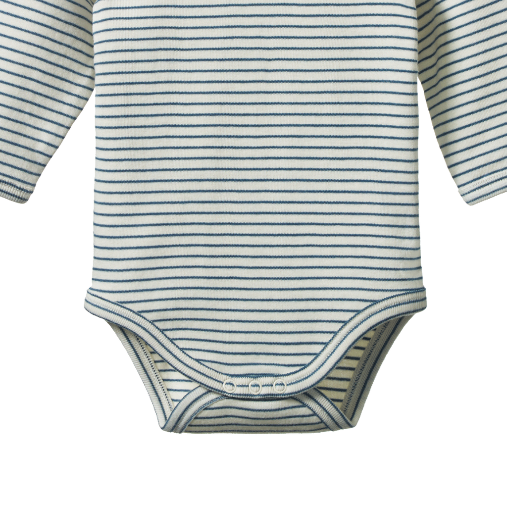 Nature Baby Long Sleeve Bodysuit - Teal Pinstripe
