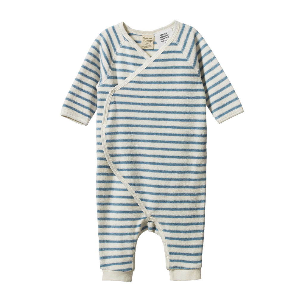 Kimono Stretch And Grow Terry - Powder Blue Sailor Stripe
